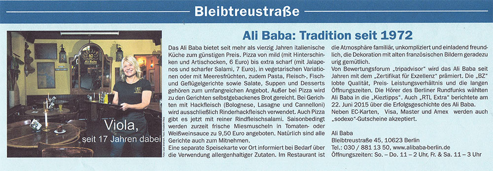 Ali Baba: Tradition seit 1972